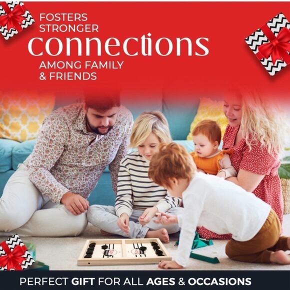 Wooden Sling Puck Board Game – Fast Paced Table Hockey Family Gift - Picture 6 of 7